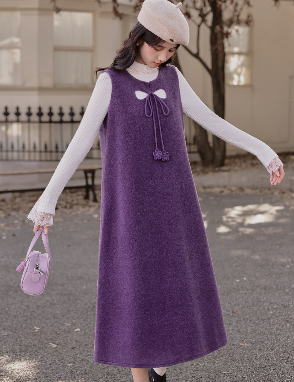 Slim bottoming shirt long strap dress 2pcs set for women