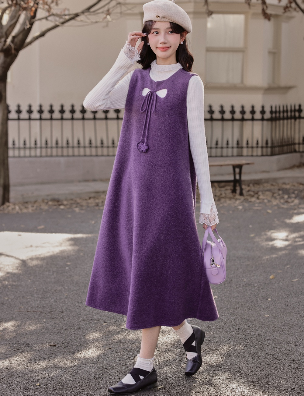 Slim bottoming shirt long strap dress 2pcs set for women