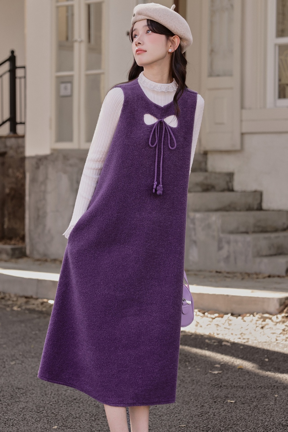 Slim bottoming shirt long strap dress 2pcs set for women