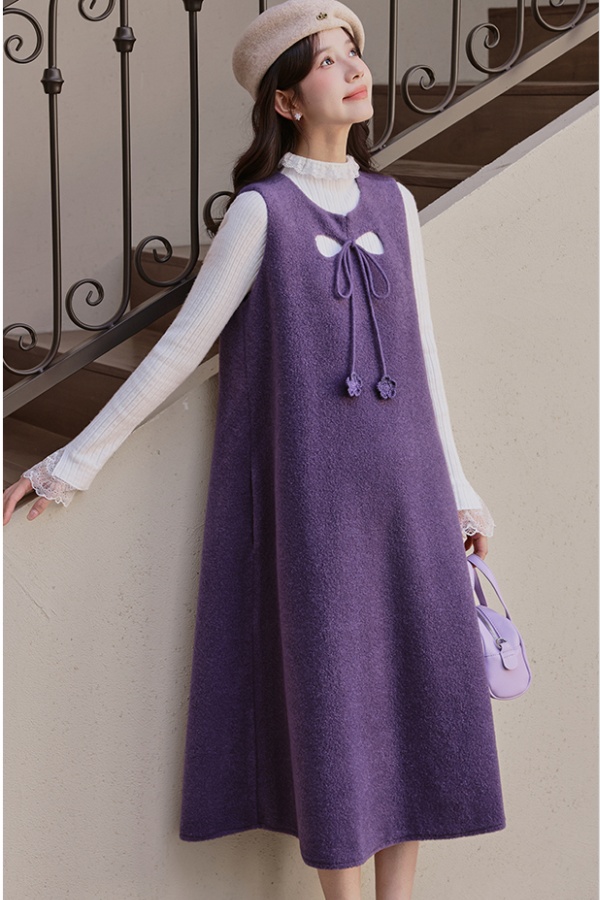 Slim bottoming shirt long strap dress 2pcs set for women