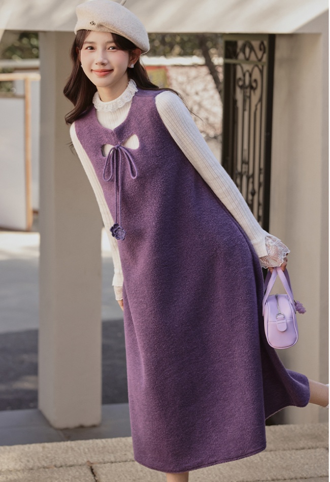 Slim bottoming shirt long strap dress 2pcs set for women