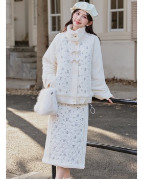 Winter coat Chinese style cotton coat 2pcs set for women