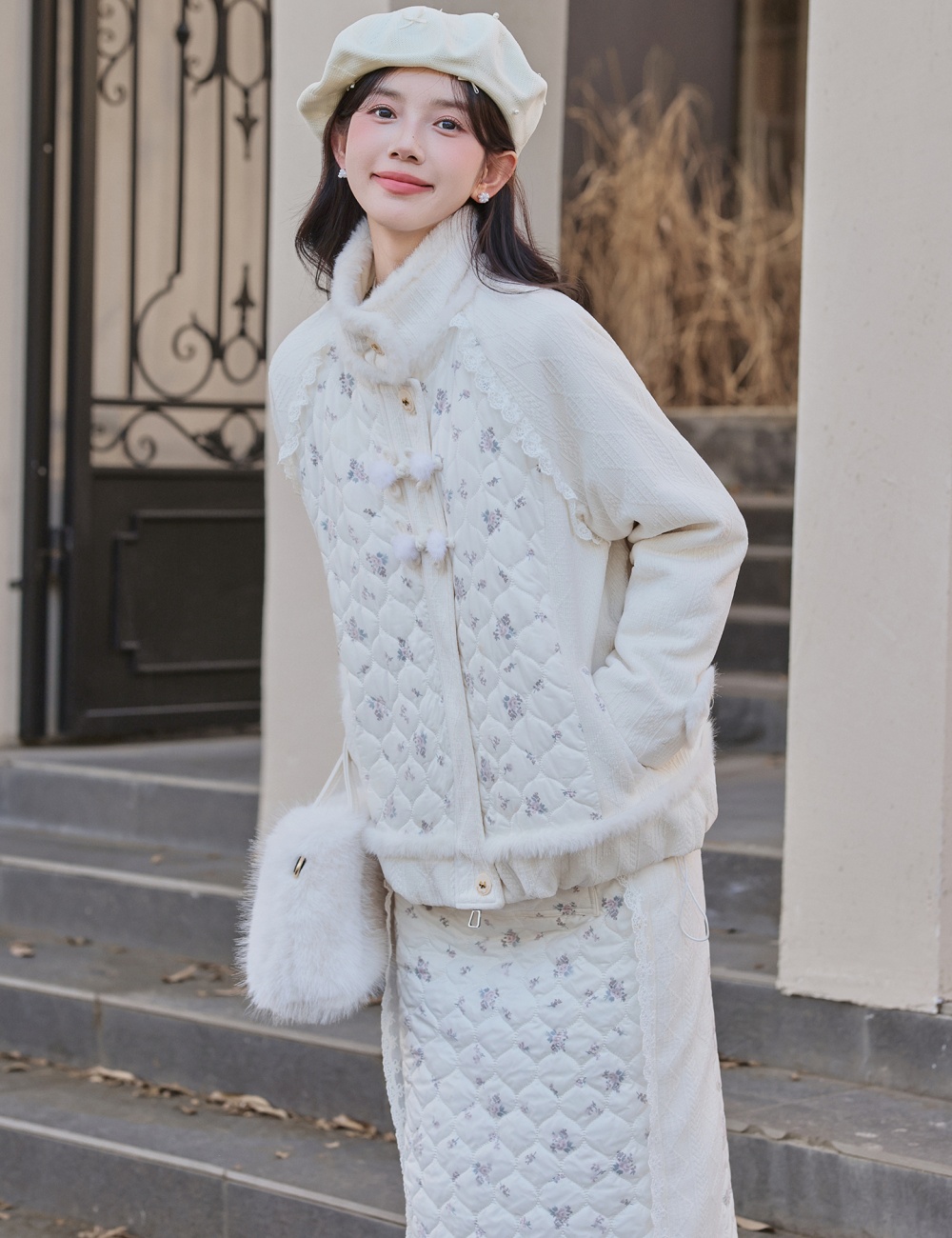Winter coat Chinese style cotton coat 2pcs set for women