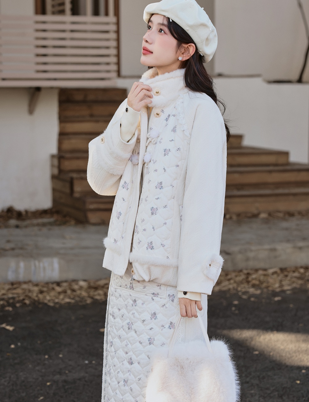 Winter coat Chinese style cotton coat 2pcs set for women