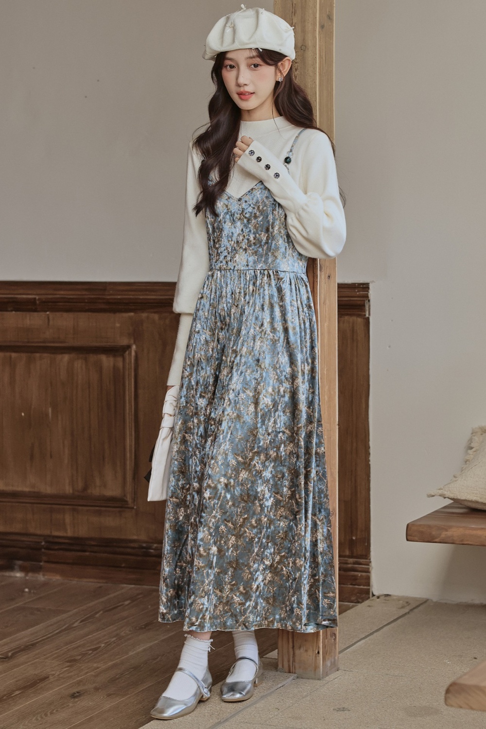 Bottoming sleeveless dress all-match sweater 2pcs set