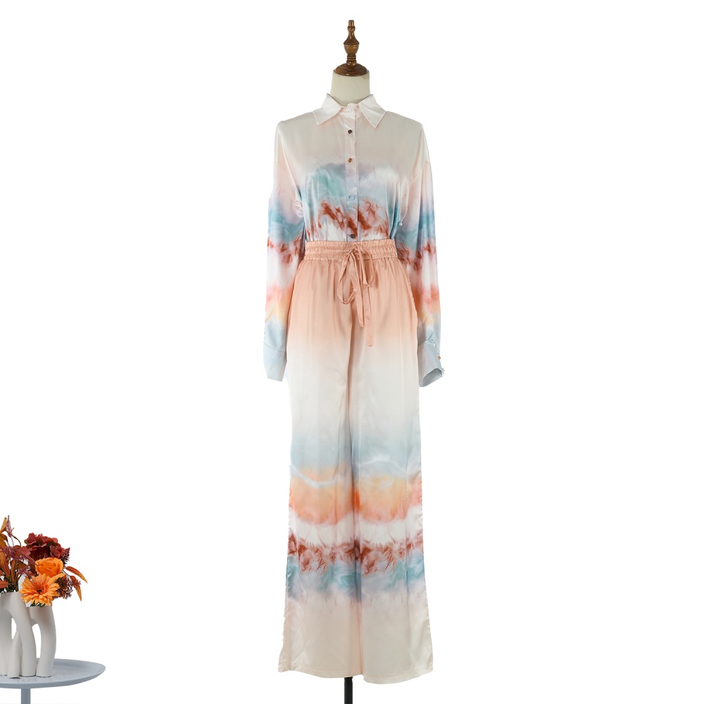 Printing vacation long pants Casual shirt a set