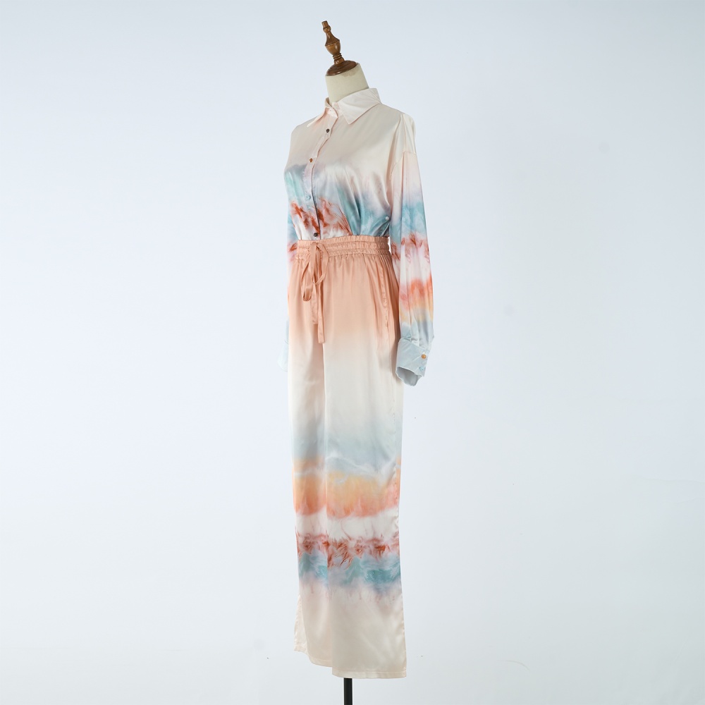 Printing vacation long pants Casual shirt a set