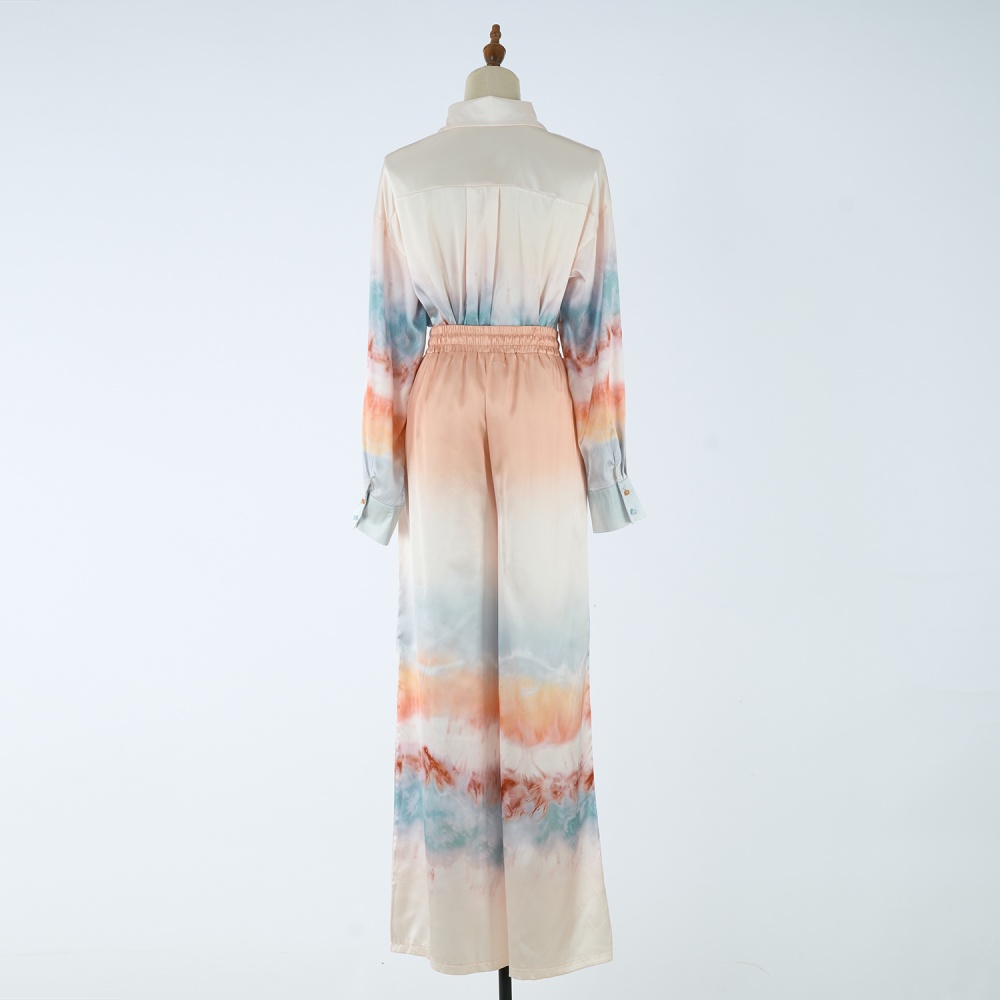 Printing vacation long pants Casual shirt a set