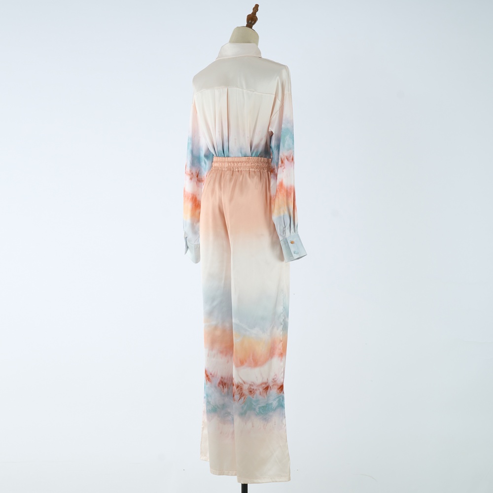 Printing vacation long pants Casual shirt a set