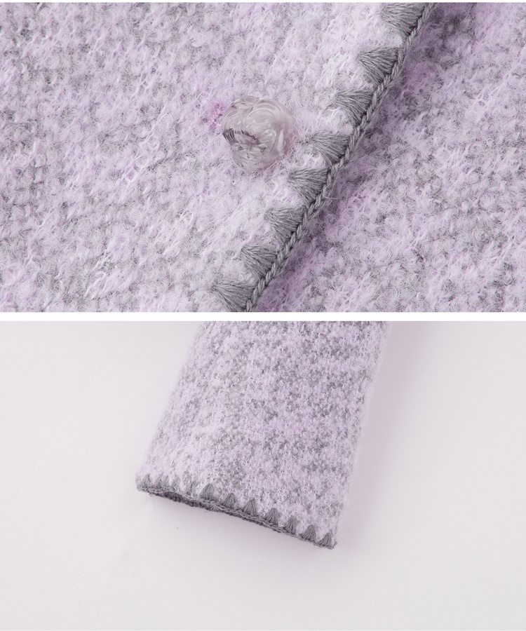 Woolen embroidery shell skirt straight pink long dress a set