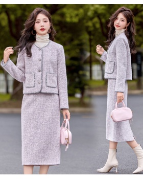 Chanelstyle long dress straight coat for women