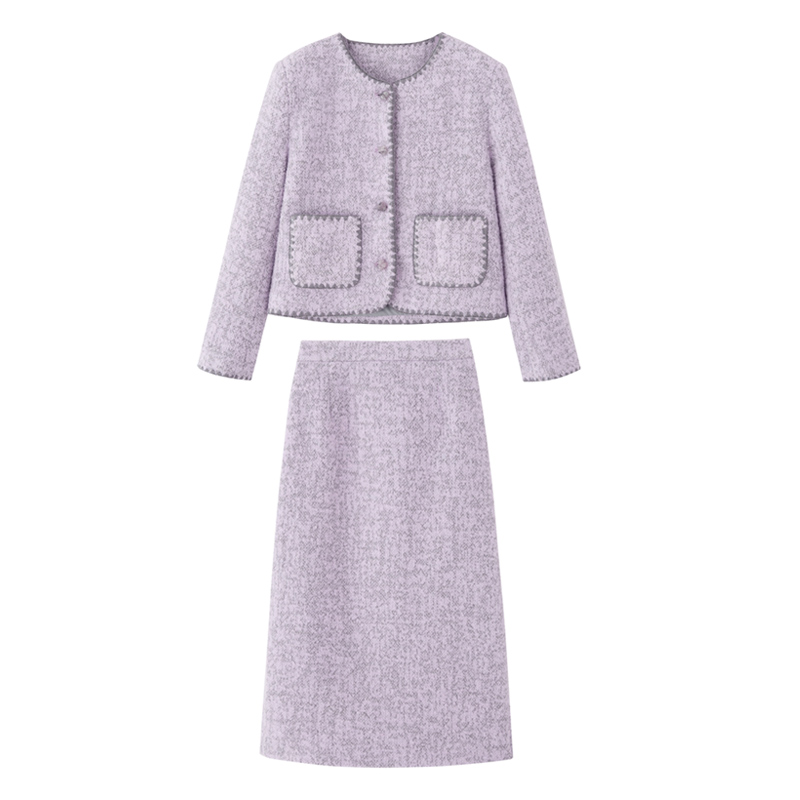 Chanelstyle long dress straight coat for women