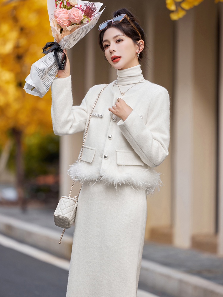 Ladies down light luxury skirt 2pcs set for women