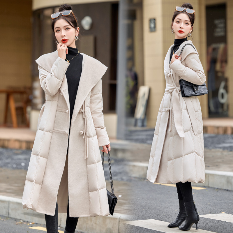 Duck down two-sided cashmere winter down coat