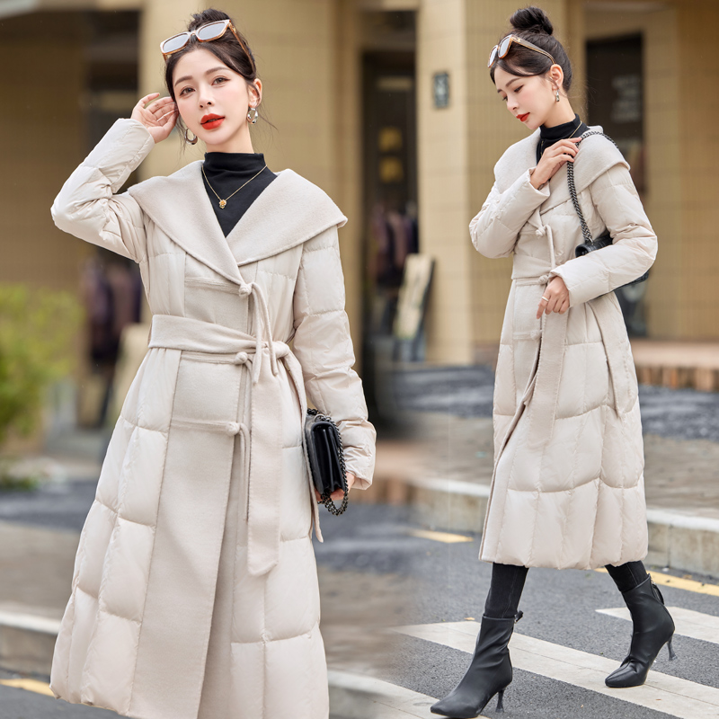Duck down two-sided cashmere winter down coat