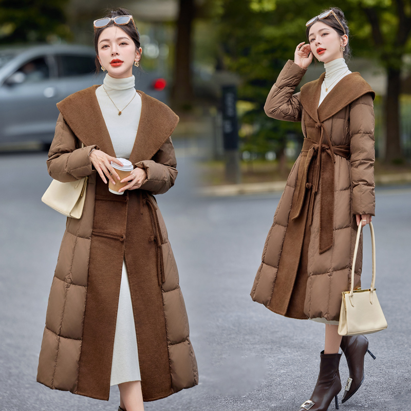 Duck down two-sided cashmere winter down coat