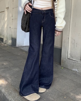 Spicegirl low-waist jeans navy blue straight pants for women