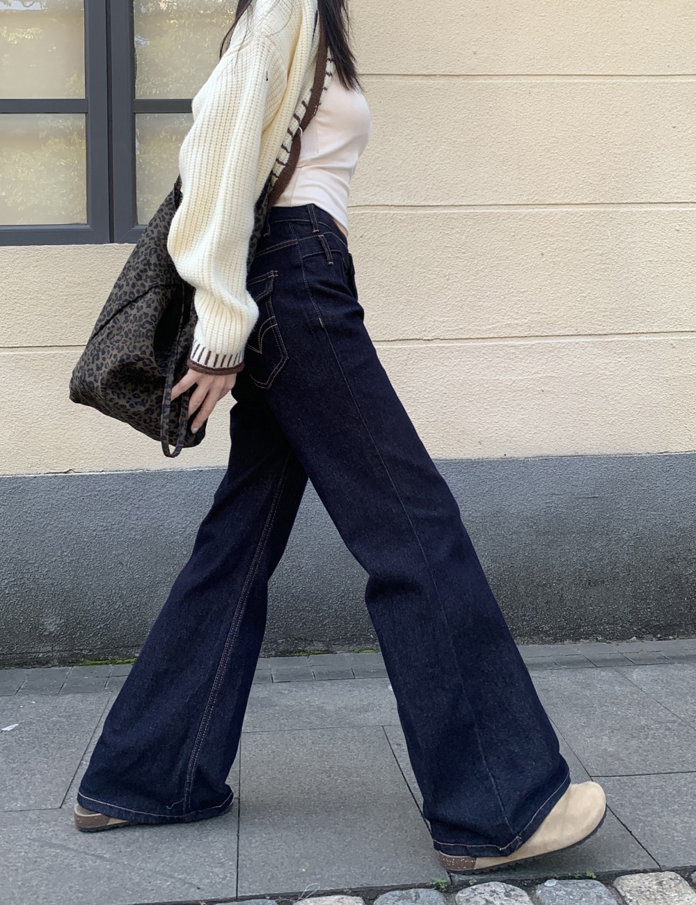 Spicegirl low-waist jeans navy blue straight pants for women