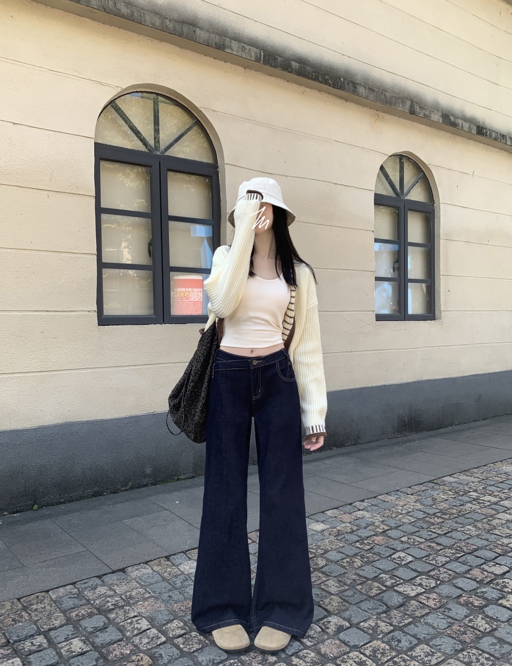 Spicegirl low-waist jeans navy blue straight pants for women