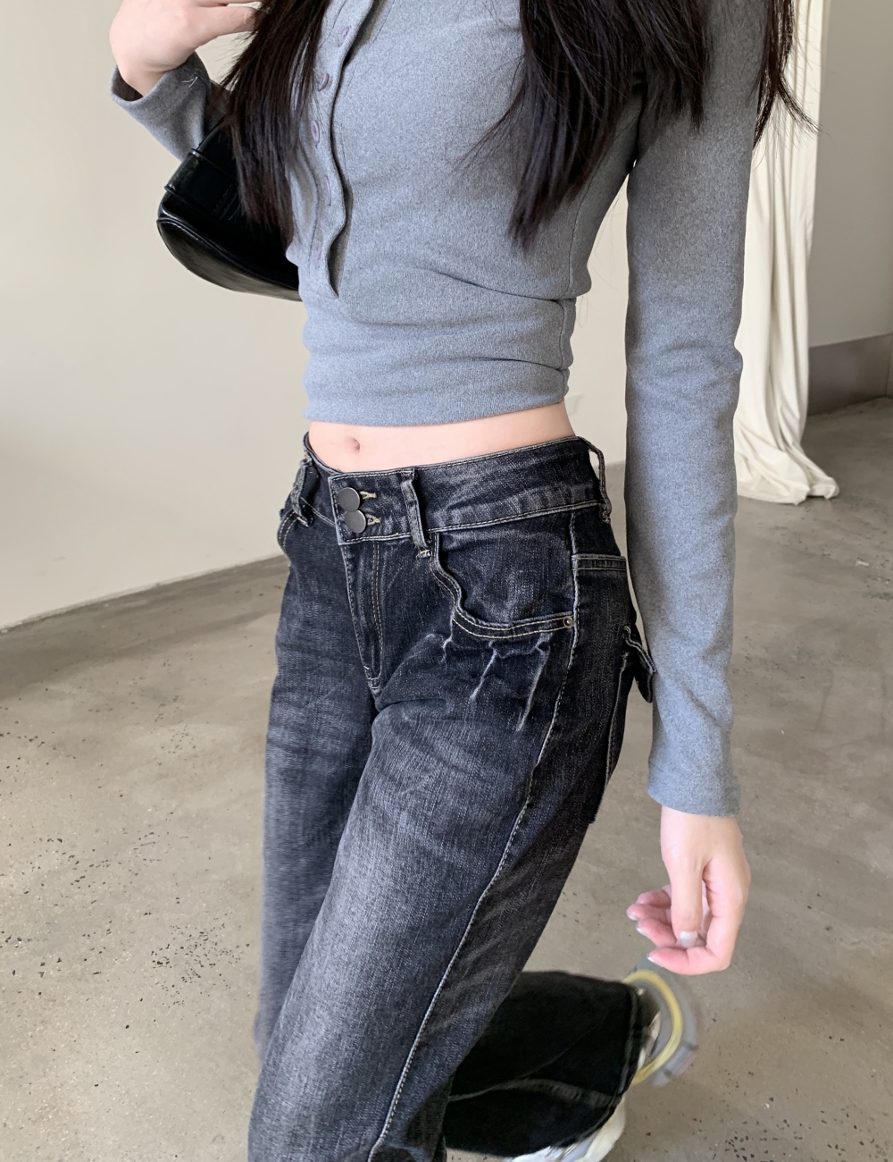 Slim American style jeans gradient retro flare pants for women