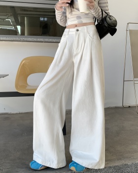 Fold straight pants jeans loose mopping long pants for women