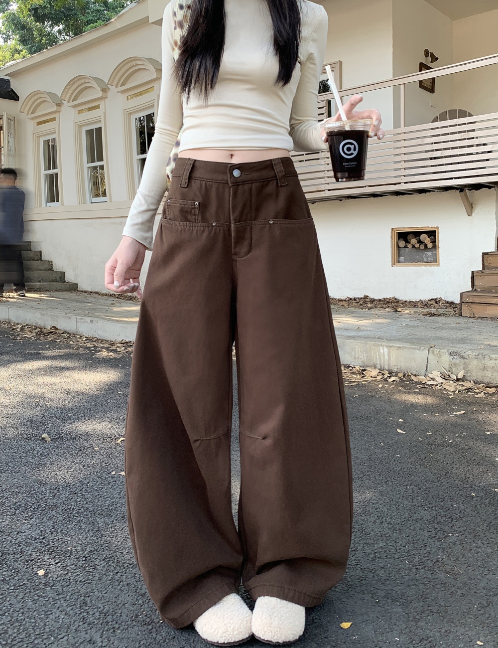 Wide leg slim jeans loose winter work clothing