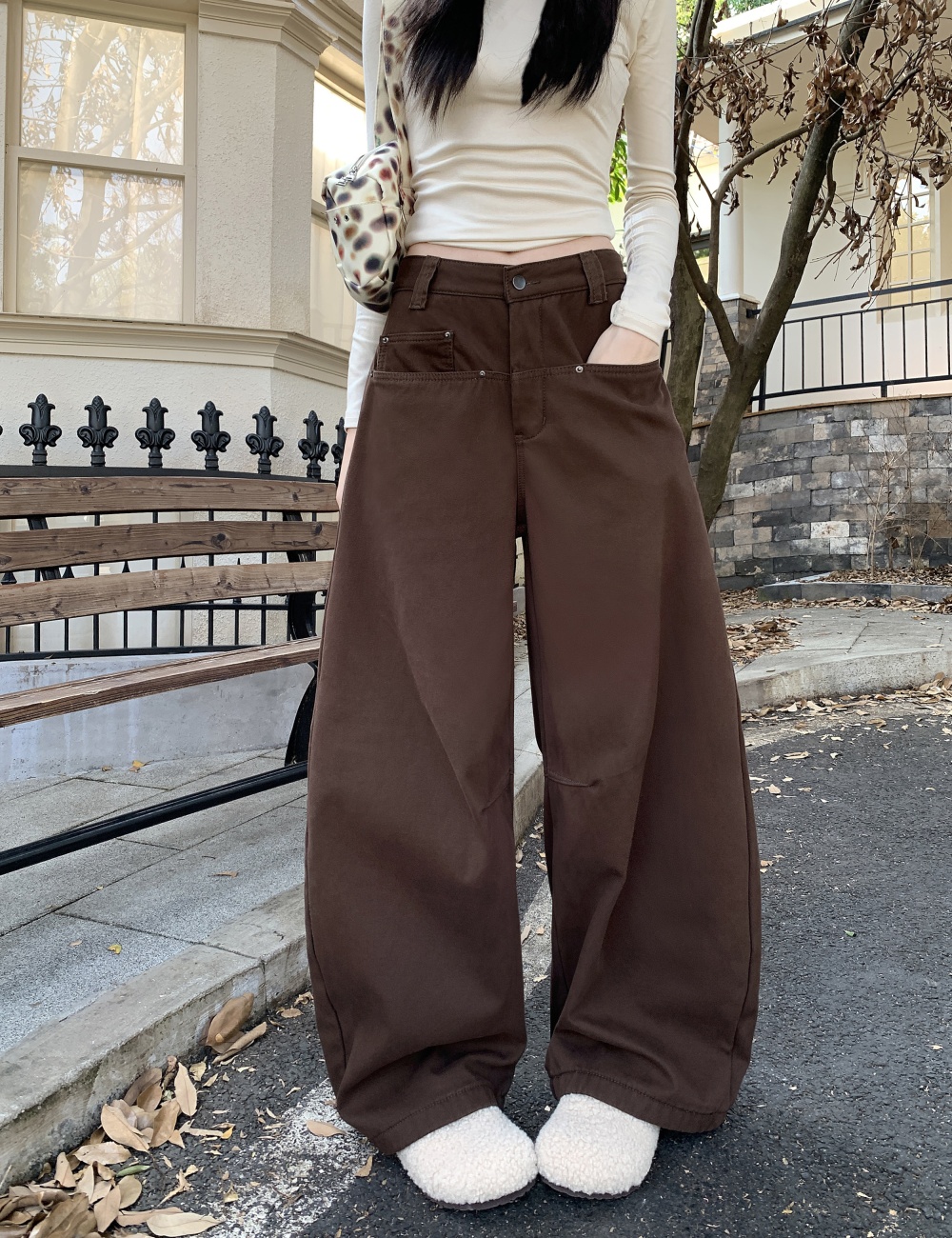 Wide leg slim jeans loose winter work clothing