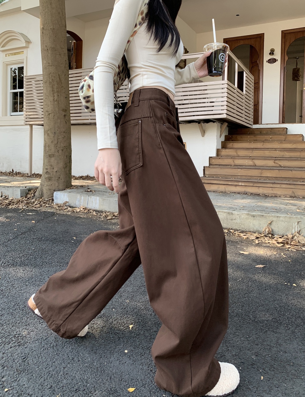 Wide leg slim jeans loose winter work clothing