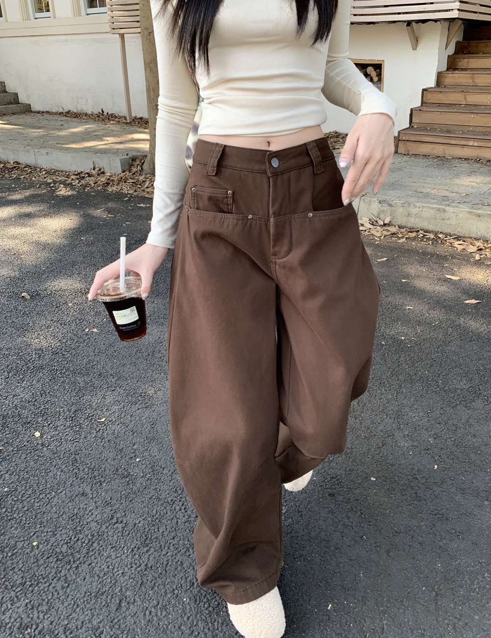 Wide leg slim jeans loose winter work clothing