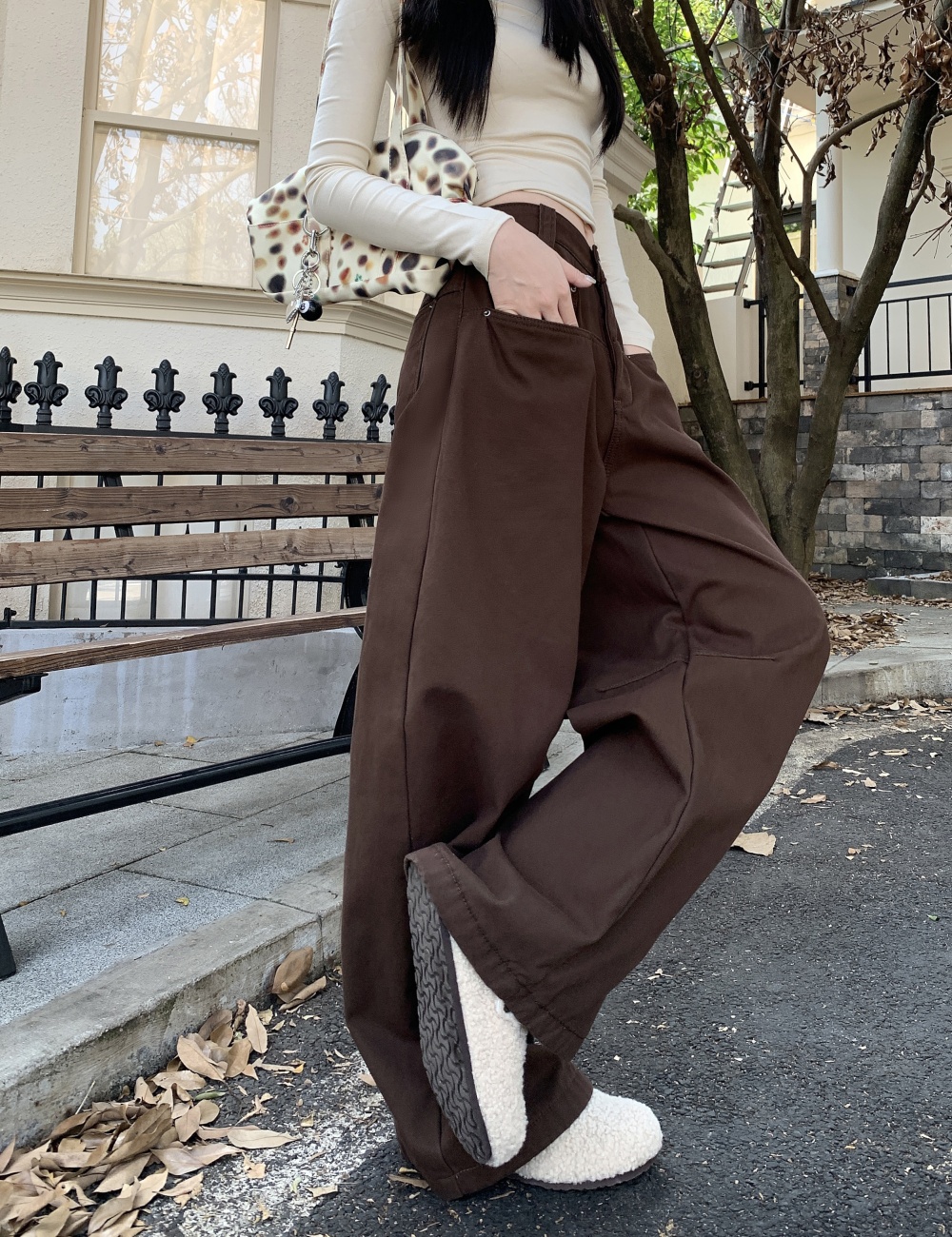 Wide leg slim jeans loose winter work clothing