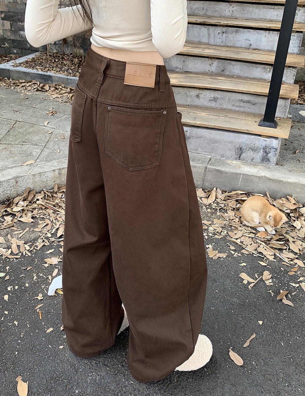 Wide leg slim jeans loose winter work clothing