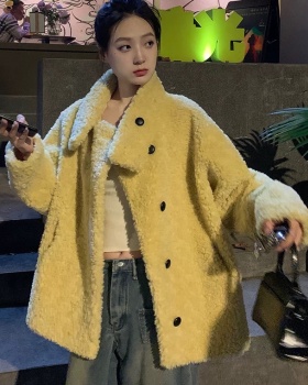 Thick winter fur coat lambs wool elmo coat for women