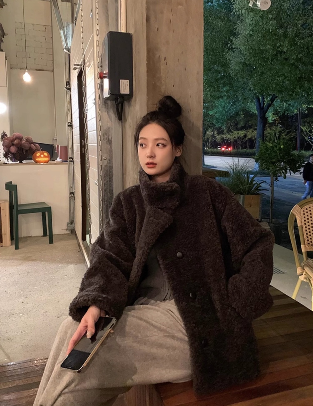 Thick winter fur coat lambs wool elmo coat for women