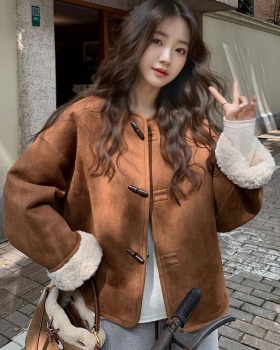 Suede winter wear plush coat