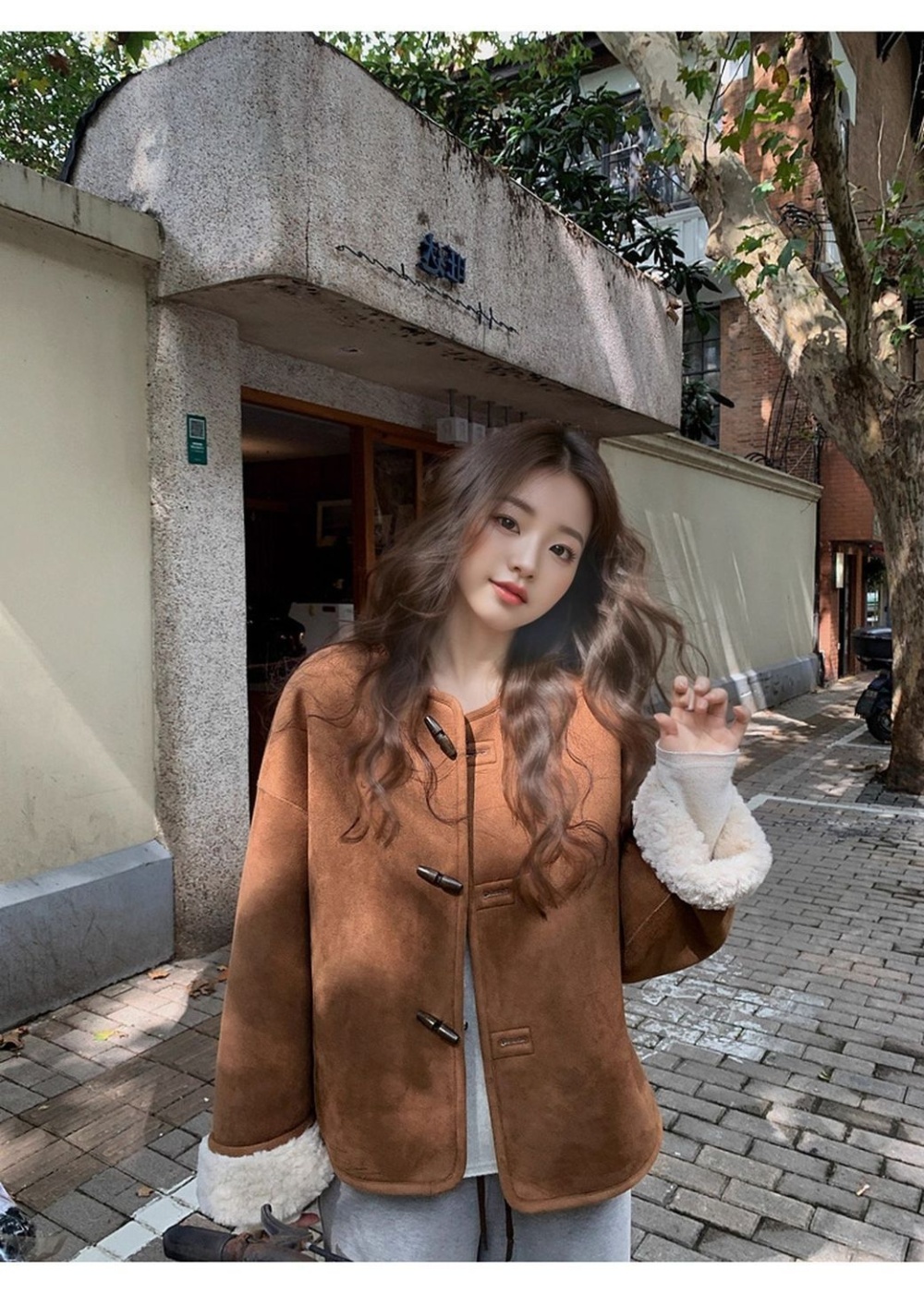 Suede winter wear plush coat