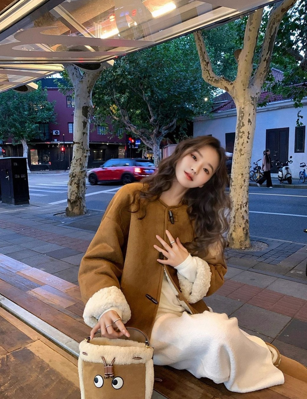 Suede winter wear plush coat