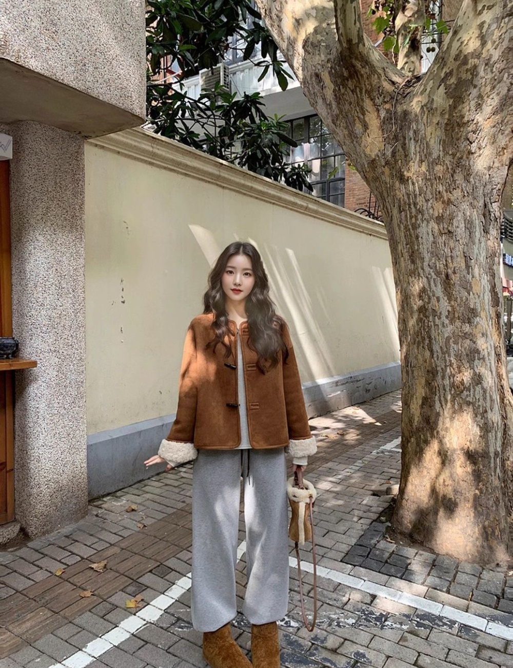 Suede winter wear plush coat