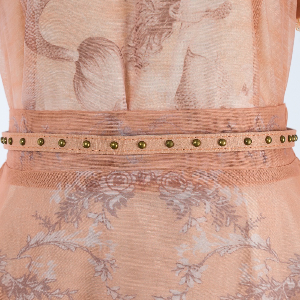 Pattern silk linen skirt mermaid vacation tops a set