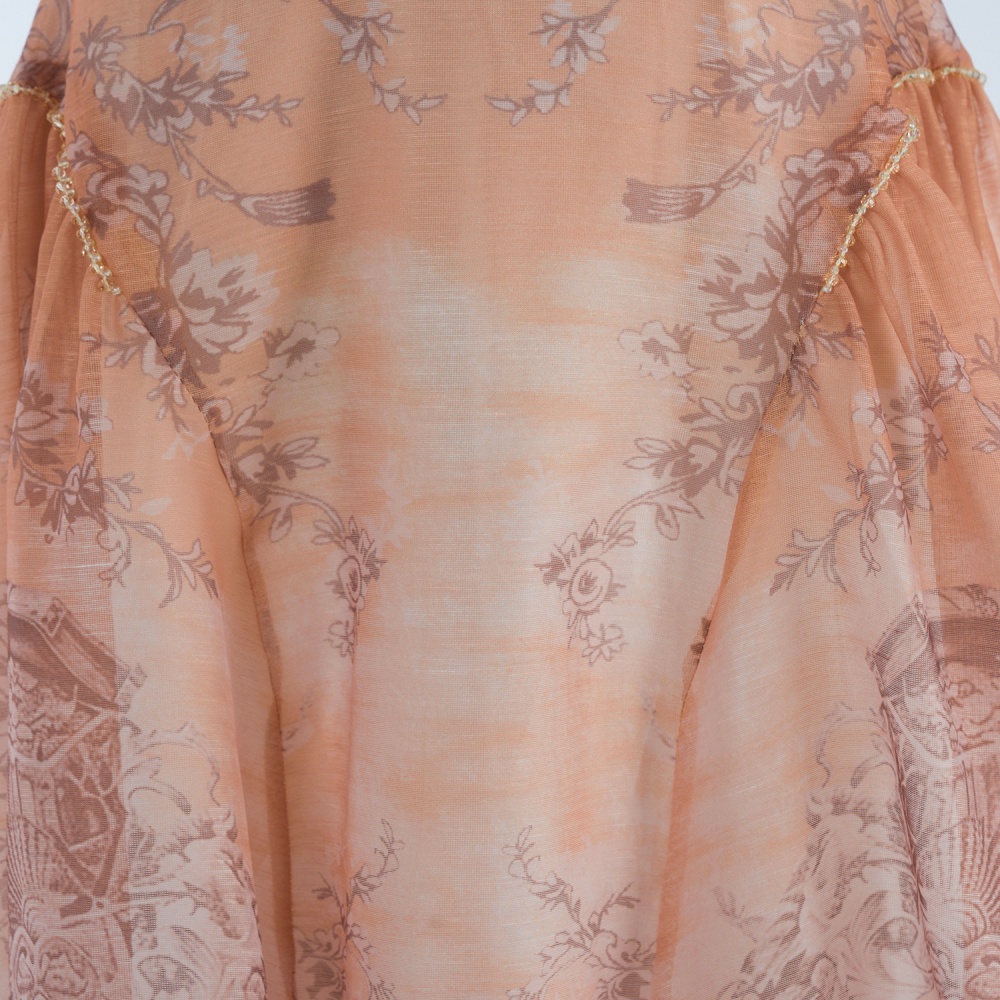 Pattern silk linen skirt mermaid vacation tops a set