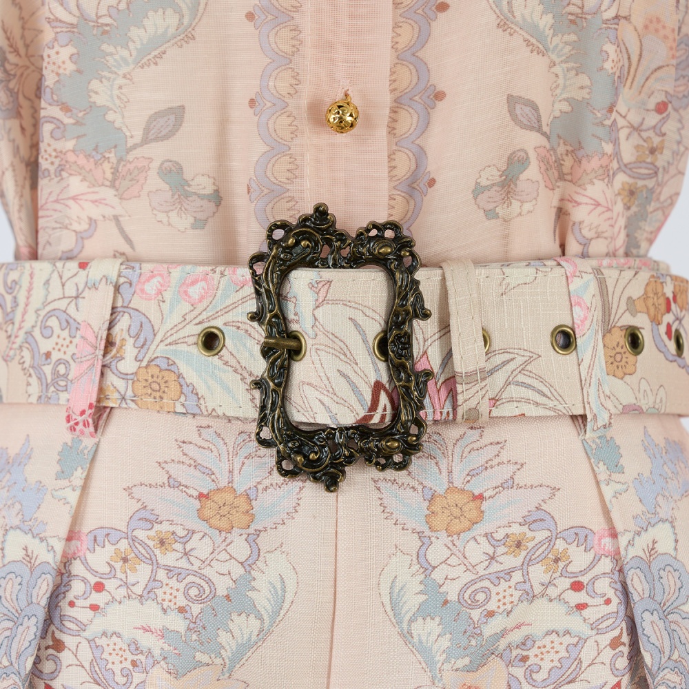 Ladies printing shirt lapel European style shorts a set