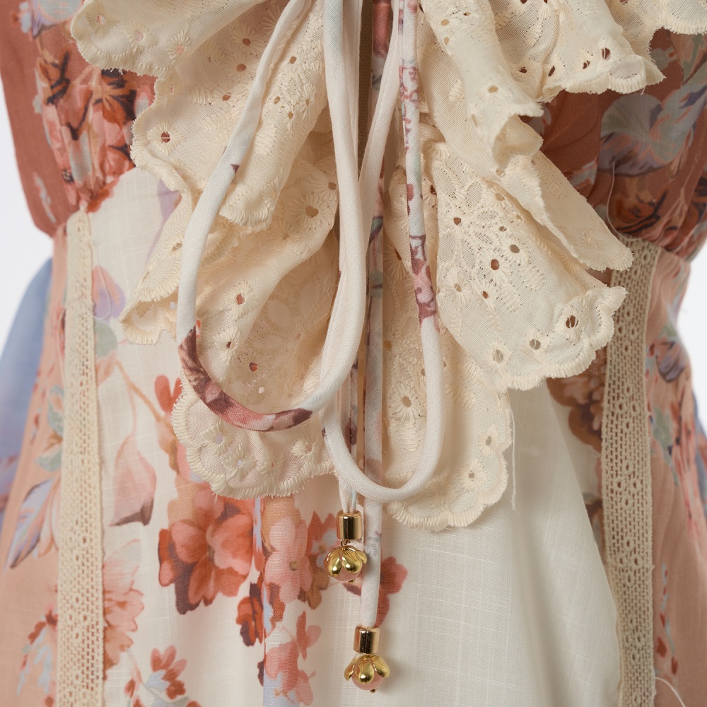 Sling vacation splice lace printing dress