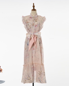 Lotus leaf edges decoration colors sleeveless dress