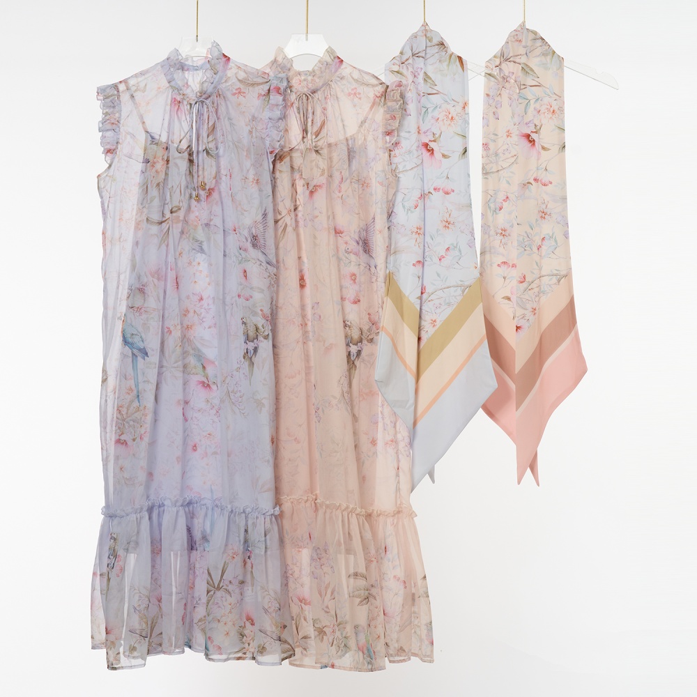 Lotus leaf edges decoration colors sleeveless dress