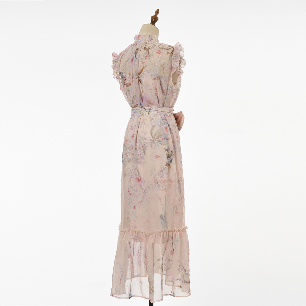 Lotus leaf edges decoration colors sleeveless dress