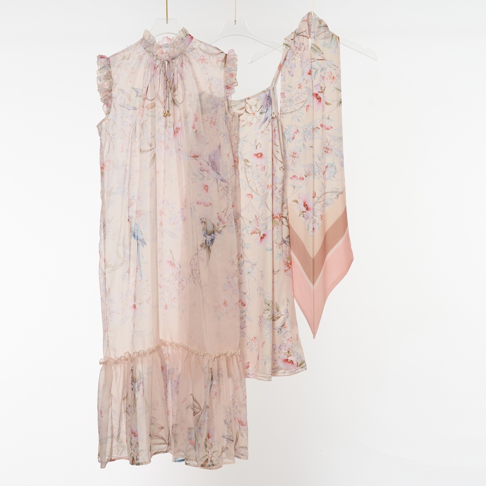 Lotus leaf edges decoration colors sleeveless dress