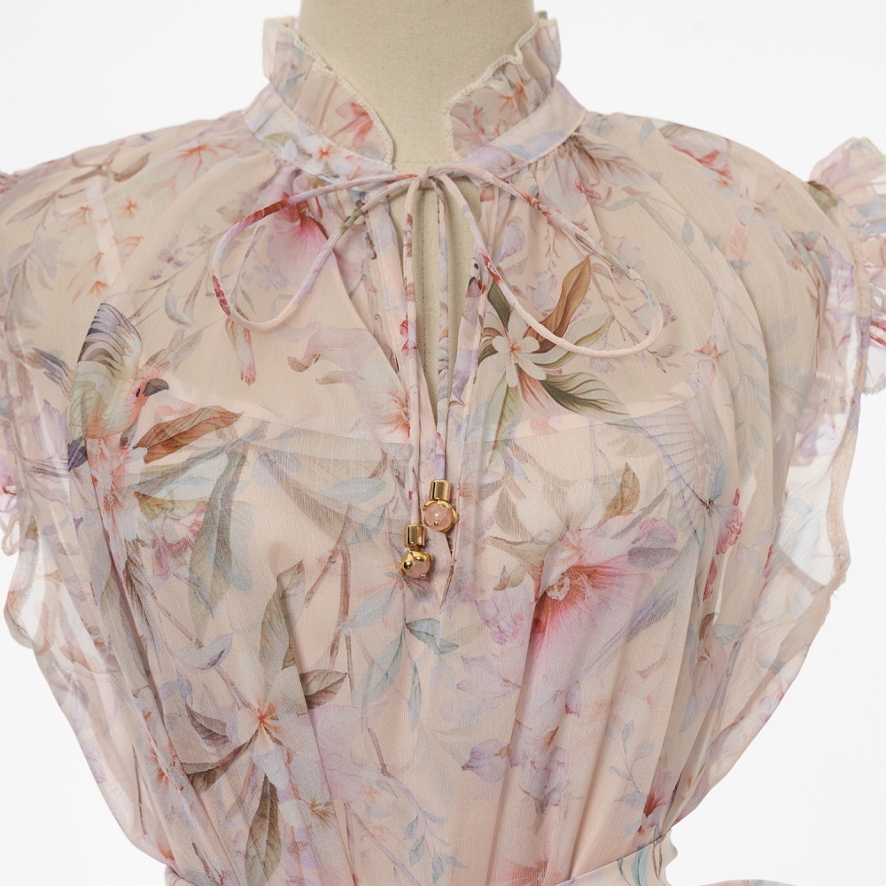 Lotus leaf edges decoration colors sleeveless dress