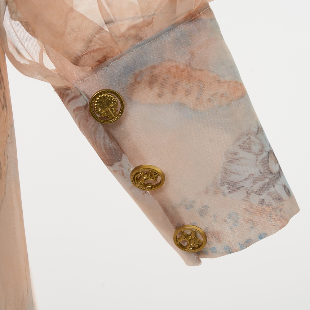 Real silk vacation shirt long sleeve slim skirt a set