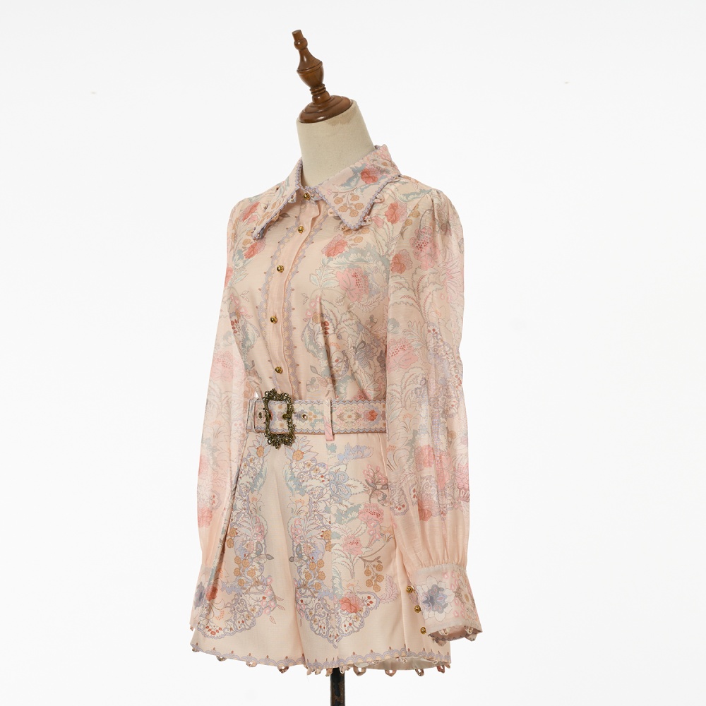 Light luxury vacation pattern tops fashion flowers shirt a set