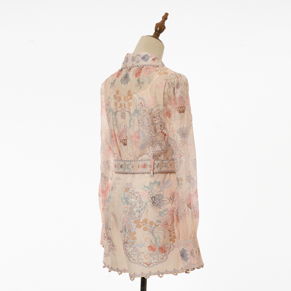 Light luxury vacation pattern tops fashion flowers shirt a set