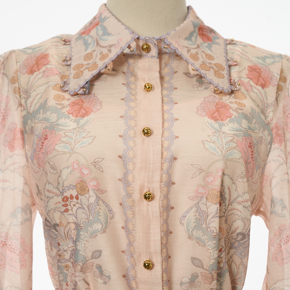 Light luxury vacation pattern tops fashion flowers shirt a set